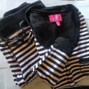 Victoria's Secret 2 piece pink and black thermal sleep set like new Small